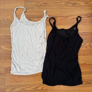 Two whipped A-top tees, gray & black